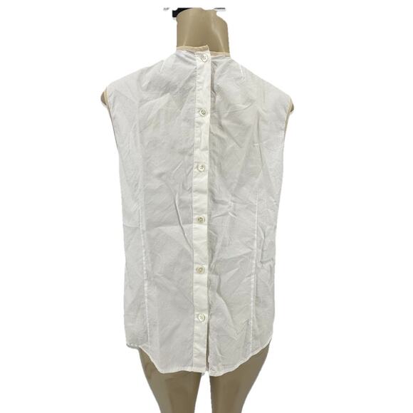 J Crew Size 8 Women Jeweled Sateen Shell White Top 02744 Sleeveless V23 - Picture 4 of 9
